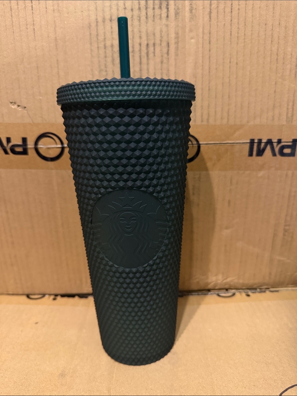 Starbucks Matte Dark Green Studded Reusable Tumbler with Straw
